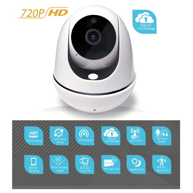 720P wireless webcam indoor surveillance camera